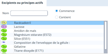 7.  liste des principes actifs et excipients